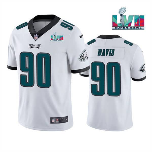 Philadelphia Eagles #90 Jordan Davis White Super Bowl LVII Patch Vapor Untouchable Limited Stitched Jersey