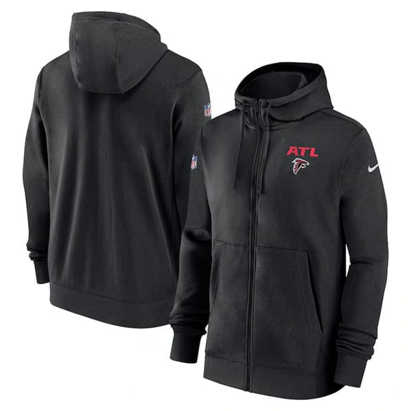 Atlanta Falcons Black Sideline Club Performance Full-Zip Hoodie