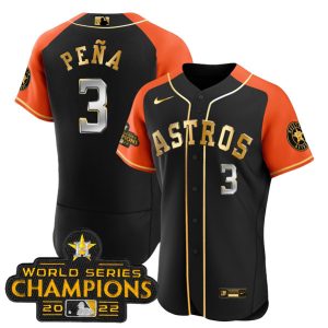 Houston Astros #3 Jeremy PeNa 2023 Black Gold V2 Alternate Flex Base Stitched Jersey
