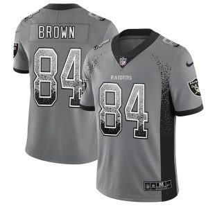 Raiders #84 Antonio Brown Gray Drift Fashion Color Rush Limited Stitched Jersey