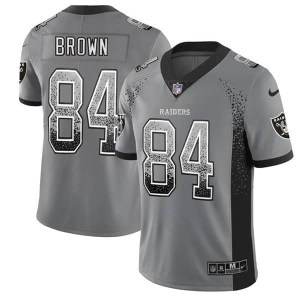Raiders #84 Antonio Brown Gray Drift Fashion Color Rush Limited Stitched Jersey