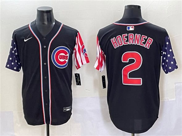 Chicago Cubs #2 Nico Hoerner Black 2025 Independence Day Vapor Premier Limited Stitched Jersey