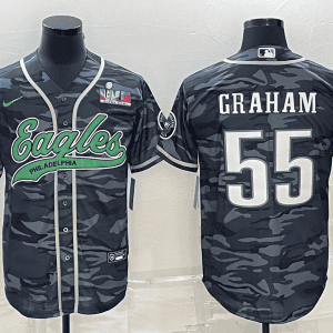Philadelphia Eagles #55 Brandon Graham Gray Camo With Super Bowl LVII Patch Cool Base Stitched Jersey