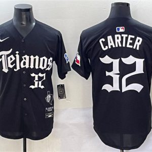 Texas Rangers #32 Evan Carter Black Mexico 2025 Vapor Premier Limited Stitched Jersey