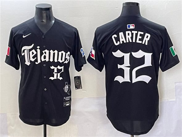 Texas Rangers #32 Evan Carter Black Mexico 2025 Vapor Premier Limited Stitched Jersey