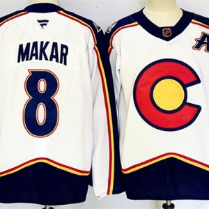 Colorado Avalanche #8 Cale Makar White 2024-25 With A Patch Reverse Retro Stitched Jersey