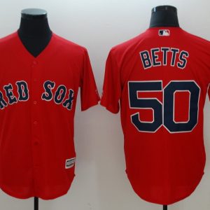Boston Red Sox #50 Mookie Betts Red Cool Base Stitched Jersey