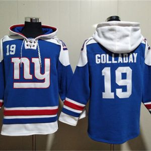 New York Giants #19 Kenny Golladay Blue Lace-Up Pullover Hoodie