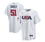 USA #51 Brady Singer 2023 White World Classic Stitched Jersey