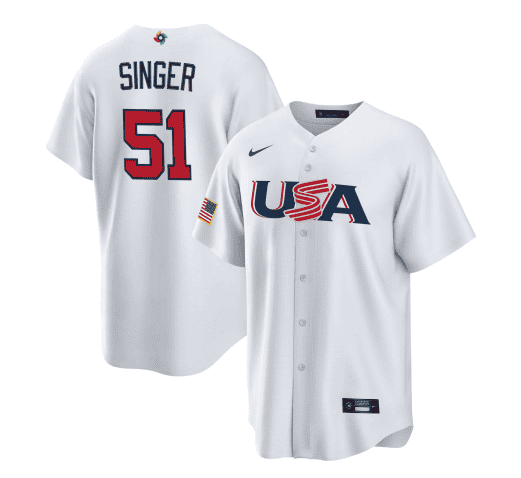 USA #51 Brady Singer 2023 White World Classic Stitched Jersey