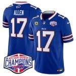 Buffalo Bills #17 Josh Allen Royal 2024-25 F.U.S.E. AFC East Division Champions With 4-Star C Patch Limited Stitched Jersey