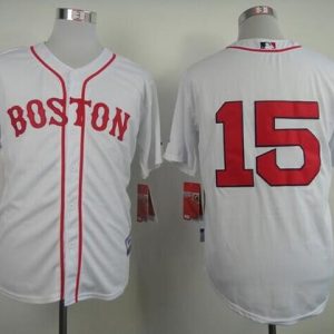 Red Sox #15 Dustin Pedroia Stitched White Jersey