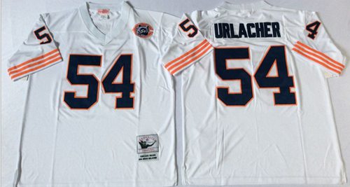 Mitchell Ness Bears #54 Brian Urlacher White Big No. Throwback Stitched Jersey