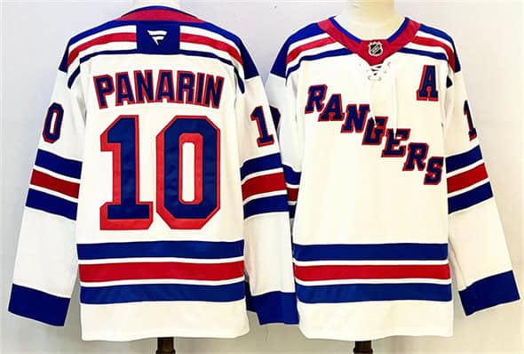 New York Rangers #10 Artemi Panarin White With A Patch 2024-25 Away Stitched Jersey