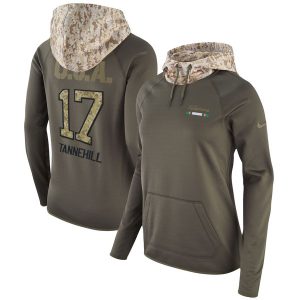 Miami Dolphins #17 Ryan Tannehill Olive Salute To Service Sideline Therma Pullover Hoodie