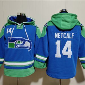 Seattle Seahawks #14 DK Metcalf Ageless Must-Have Lace-Up Pullover Hoodie