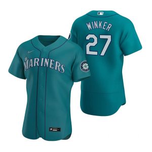 Seattle Mariners #27 Jesse Winker Aqua Flex Base Stitched Jersey