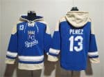Kansas City Royals #13 Salvador Perez Blue Ageless Must-Have Lace-Up Pullover Hoodie