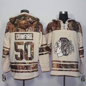 Blackhawks #50 Corey Crawford Cream Camo Stitched Jersey