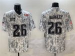 Philadelphia Eagles #26 Saquon Barkley 2025 Super Bowl LIX Patch F.U.S.E. Arctic Camo Salute To Service Limited Stitched Jersey