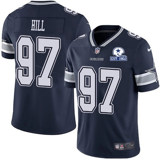 Dallas Cowboys #97 Trysten Hill Navy With Est 1960 Patch Limited Stitched Jersey