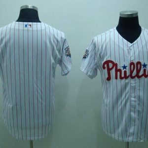 Phillies Blank Stitched White Red Strip Jersey