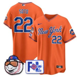 New York Mets #22 Juan Soto Orange 2025 Spring Training Stitched Jersey