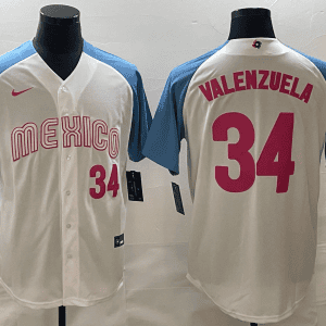 Mexico #34 Fernando Valenzuela 2023 White Blue World Classic Stitched Jersey