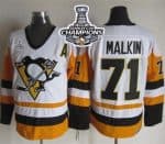 Penguins #71 Evgeni Malkin White Black CCM Throwback 2016 Stanley Cup Champions Stitched Jersey