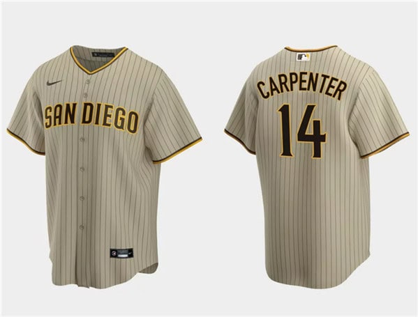 San Diego Padres #14 Matt Carpenter Tan Cool Base Stitched Jersey