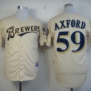Brewers #59 John Axford Cream YOUniform Cool Base Stitched Jersey