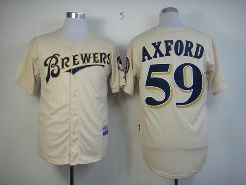 Brewers #59 John Axford Cream YOUniform Cool Base Stitched Jersey
