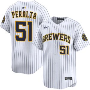 Milwaukee Brewers #51 Freddy Peralta White Alternate Limited Stitched Jersey