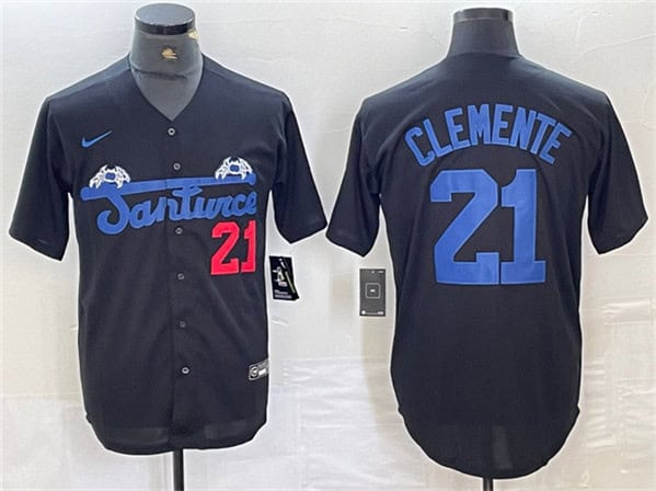 Santurce Crabbers #21 Roberto Clemente Black Cool Base Stitched Jersey
