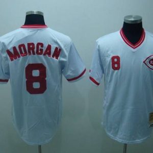 Mitchell And Ness Reds #8 Joe Morgan Stitched White Throwback Jersey