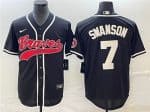 Atlanta Braves #7 Dansby Swanson Black Cool Base Stitched Jersey