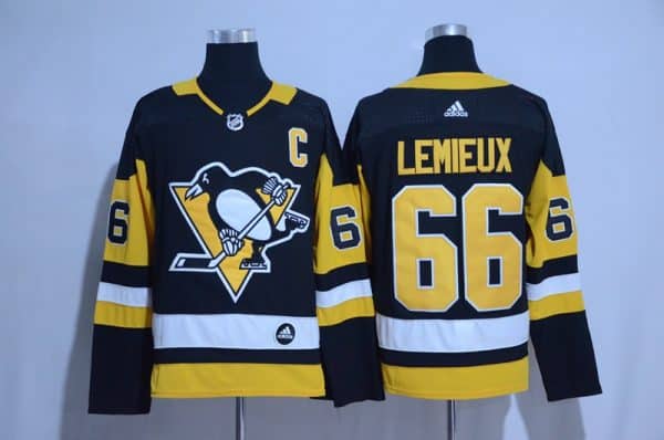 Pittsburgh Penguins #66 Mario Lemieux Adidas Black Road Authentic Stitched Jersey