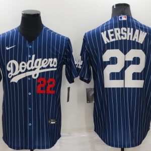 Los Angeles Dodgers #22 Clayton Kershaw Navy Cool Base Stitched Jersey