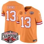 Tampa Bay Buccaneers #13 Mike Evans Orange 2024 F.U.S.E. NFC South Division Champions With 4-Star C Patch Limited Stitched Jersey