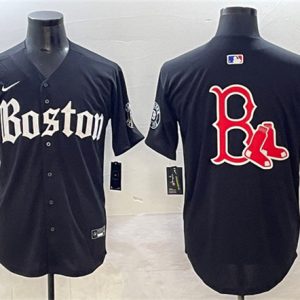Boston Red Sox Team Big Logo Black Gothic Vapor Limited Stitched Jersey