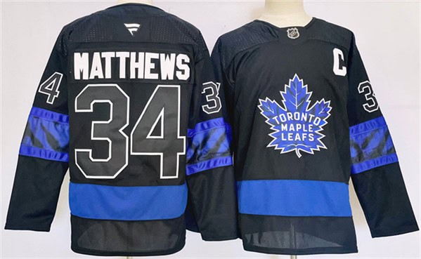 Toronto Maple Leafs #34 Auston Matthews Black 2024-25 Stitched Jersey