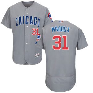 Cubs #31 Greg Maddux Grey Flexbase Authentic Collection Road Stitched Jersey