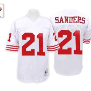 Mitchell And Ness 49ers #21 Deion Sanders Stitched White Jersey