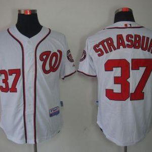 Nationals #37 Stephen Strasburg Stitched White Jersey