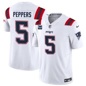 New England Patriots #5 Jabrill Peppers White 2024 F.U.S.E. With 3-Star C Patch Vapor Limited Stitched Jersey