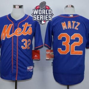 Mets #32 Steven Matz Blue Alternate Home Cool Base W 2015 World Series Patch Stitched Jersey