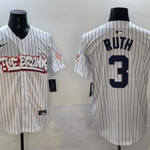 New York Yankees #3 Babe Ruth White Bronx Graffiti Vapor Limited Stitched Jersey