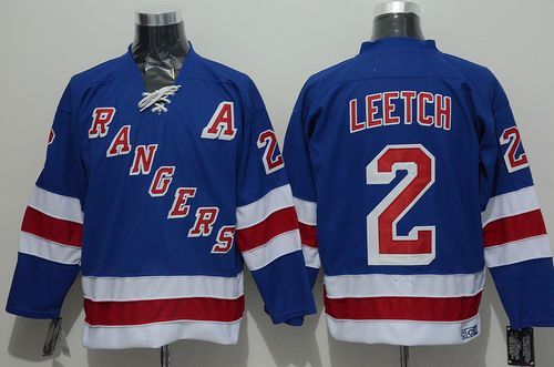 Rangers #2 Brian Leetch Blue CCM Throwback Stitched Jersey