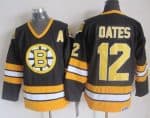Bruins #12 Adam Oates Black Yellow CCM Throwback Stitched Jersey