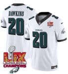 Philadelphia Eagles #20 Brian Dawkins White 2025 Eagles Logo Super Bowl LIX Patch New F.U.S.E. Vapor Untouchable Limited Stitched Jersey